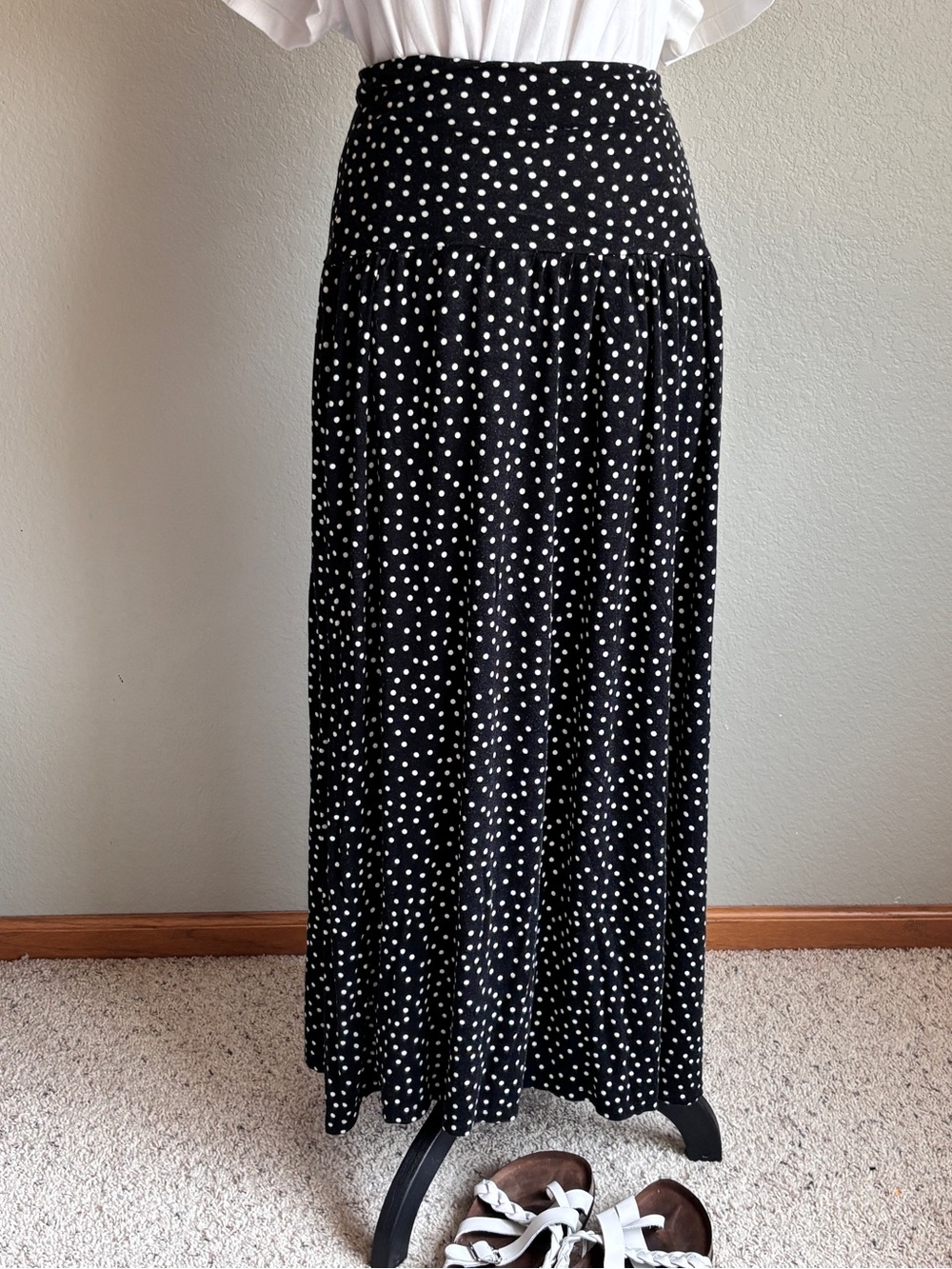 Simlu Black & White Polka Dot Maxi Skirt women’s XL